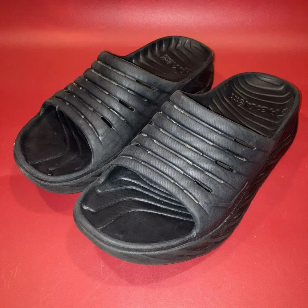 Hoka One One Ora Recovery Slide 2 Black Comfort Sandals Mens Size 8 Women’s 10